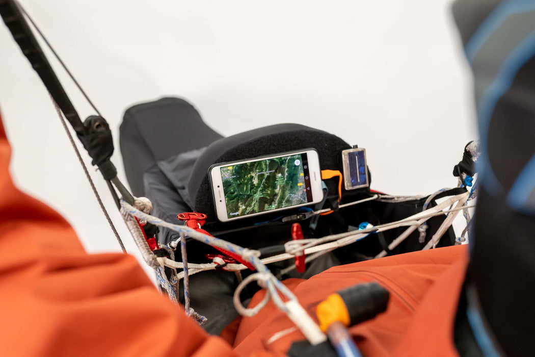 Solar panel attachment anchors are located on the top of the pod, allowing you to install the solar panels post-take-off to charge your external power source.